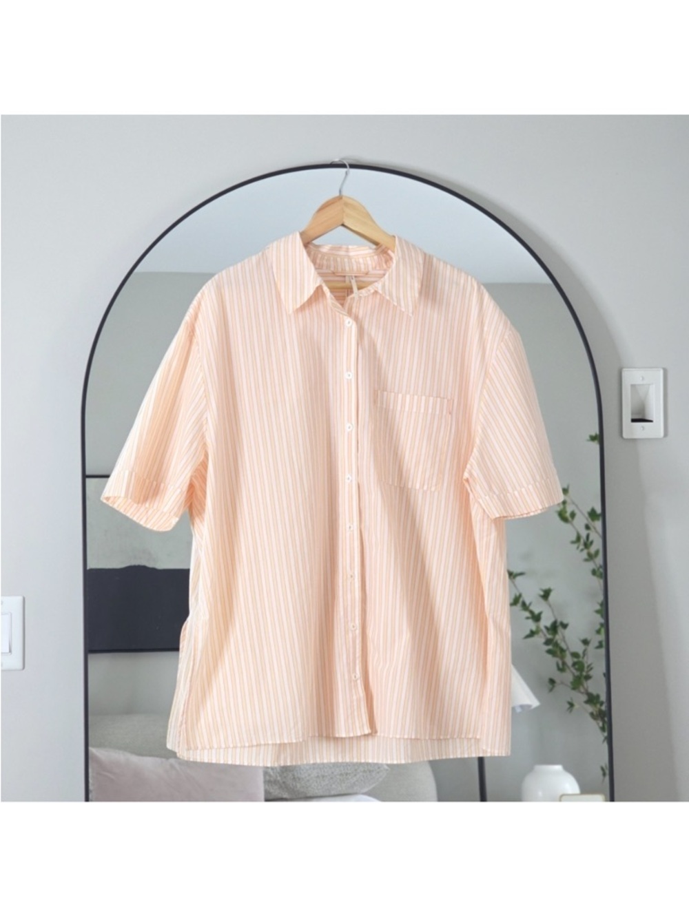 NWT Anthropologie StripeD Button-Down Oversized Short Sleeve Shirt